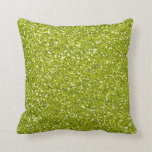 Stylish Lime Green Glitter Throw Pillow