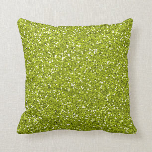 Stylish Lime Green Glitter Throw Pillow