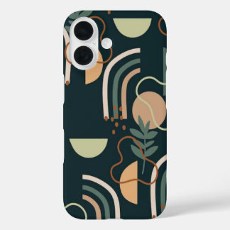 Stylish Line Art and Shapes Aesthetic iPhone 16 Case