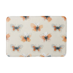 Stylish Line Art Butterflies Bath Mat