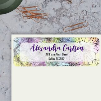 Stylish Line Art Soft Color Palette Return Address