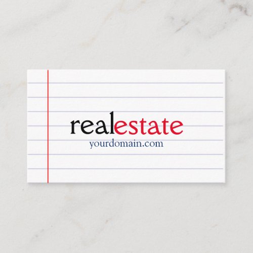 Stylish Lined Paper Real Estate Agent Professional Business Card