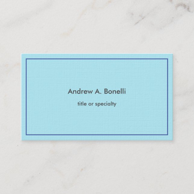 Stylish Linen Professional Modern Light Blue Business Card (Front)