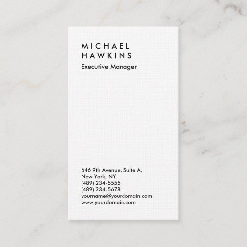 Stylish linen professional plain manager business card