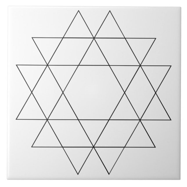 Stylish lines geometric trendy black and white ceramic tile (Front)