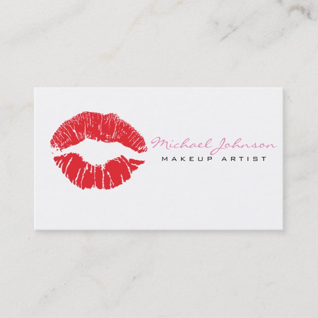 Stylish Lips Makeup Artist Business Card (Front)