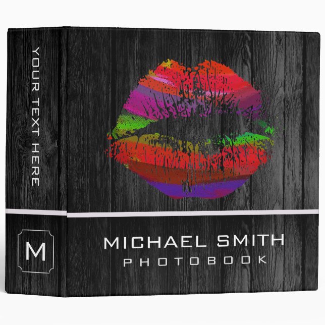 Stylish Lips Photo Books Wood Look #18 Binder (Front/Spine)