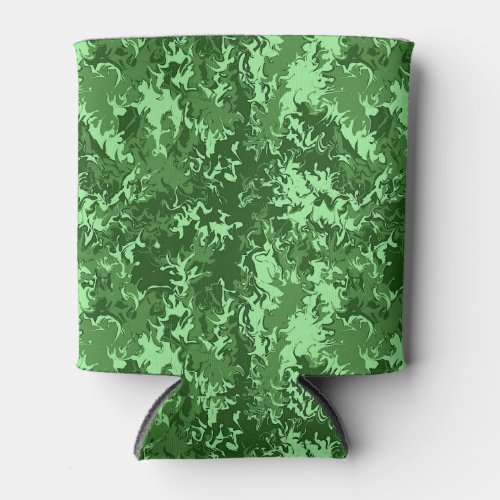 Stylish Liquid Abstract Art Green Pattern Can Cooler