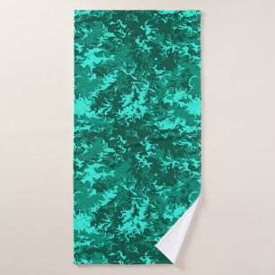 Stylish Liquid Abstract Art Teal Bath Towel