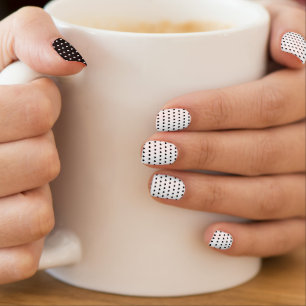 Stylish Little White Hearts Pattern On Black Minx Nail Art