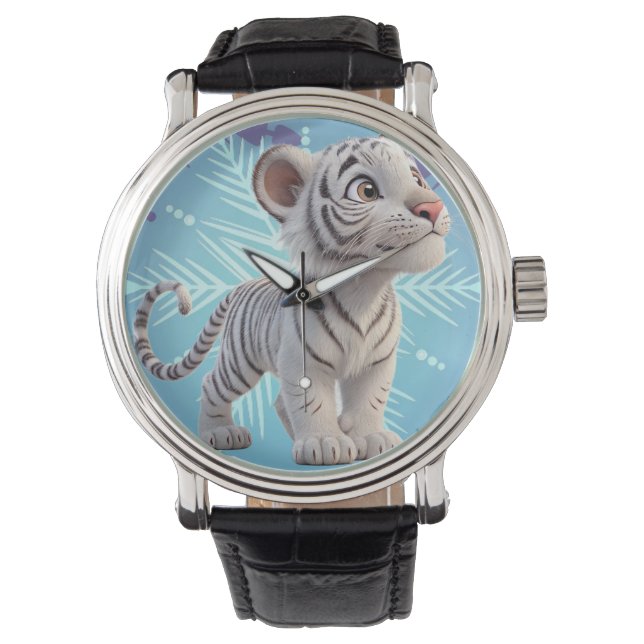 Stylish little white tiger wristwatch - perfect  (Front)