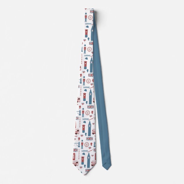 Stylish London England Big Ben English Flag  Neck Tie (Front)