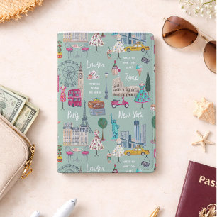 Stylish London Paris Rome NYC Travel Passport Holder