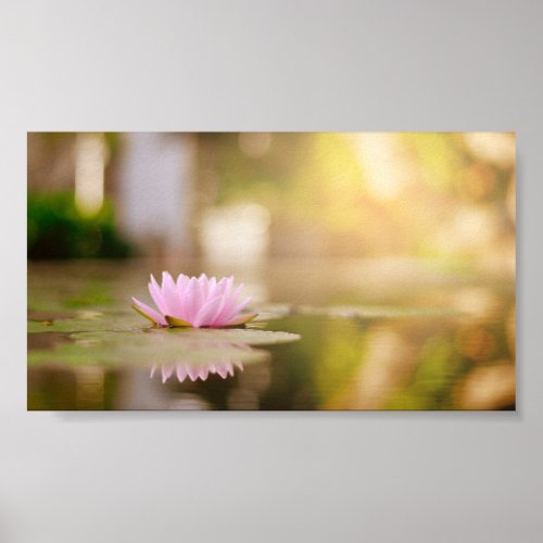 Stylish Lotus Flower Landscape Zen Poster