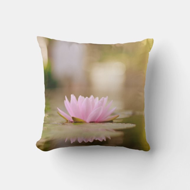 Stylish Lotus Flower Landscape, Zen Throw Pillow (Front)