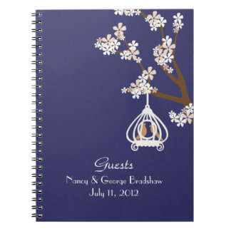 Stylish Love Birds Guest Sign In Notebook