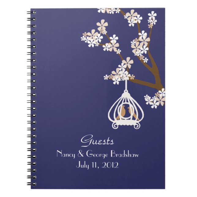 Stylish Love Birds Guest Sign In Notebook (Front)