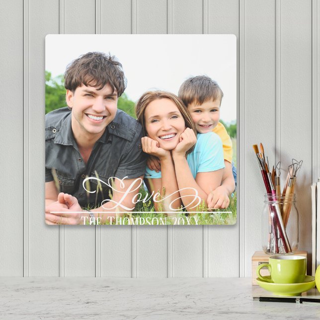 Stylish Love Elegant Christmas Photo Personalized Metal Print (Creator Uploaded)
