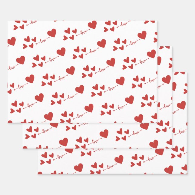 Stylish Love heart valentine's day  Wrapping Paper Sheets (Set)
