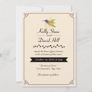 Stylish Love Hummingbird Wedding Invitations