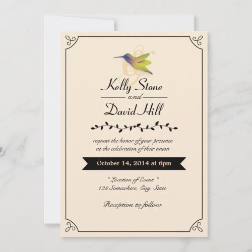 Stylish Love Hummingbird Wedding Invitations