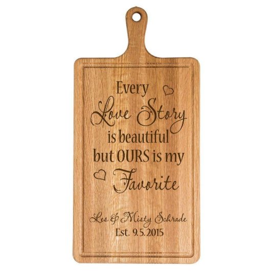 Stylish Love Story Cherry Wooden Cutting Board (Front)