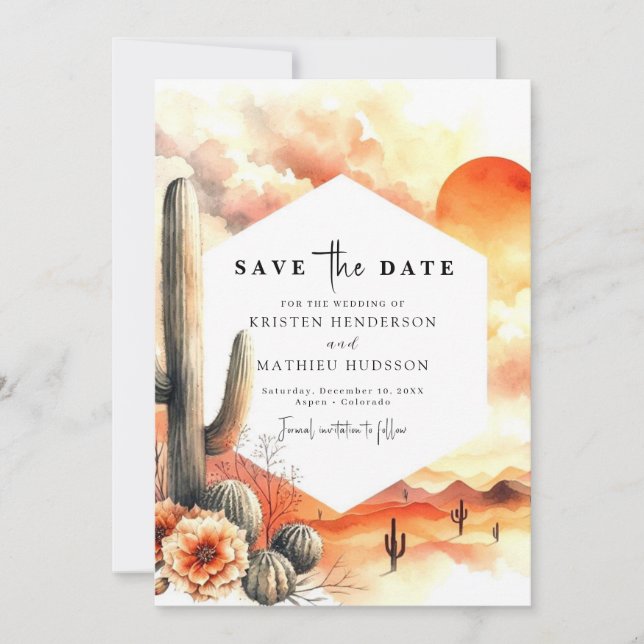 Stylish Lovely Cactus Wedding Save The Date (Front)