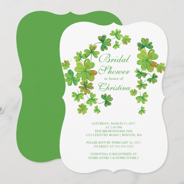 Stylish Luck of the Irish Shamrock Bridal Shower Invitation (Front/Back)