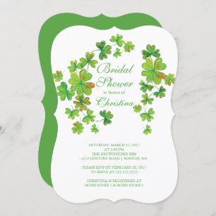 Stylish Luck of the Irish Shamrock Bridal Shower Invitation