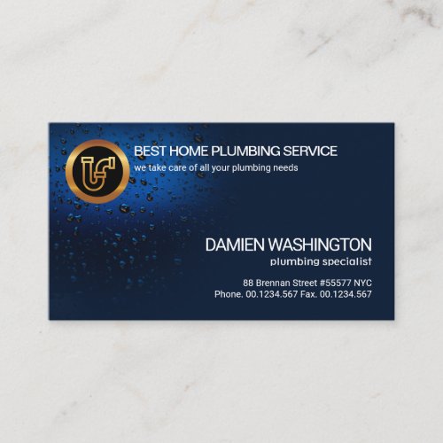 Stylish Luminescent Water Drops Plumbing Pipes Business Card