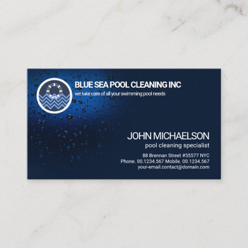 Stylish Luminescent Water Drops Swimming Pool Business Card