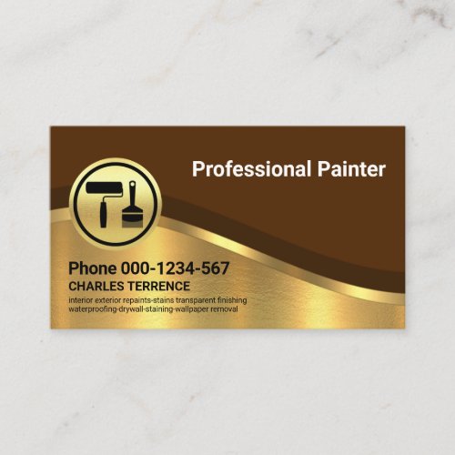 Stylish Luxurious Gold Curve Wave Painter Business Card