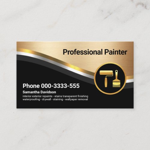 Stylish Luxurious Gold Silver Wave Painter Business Card