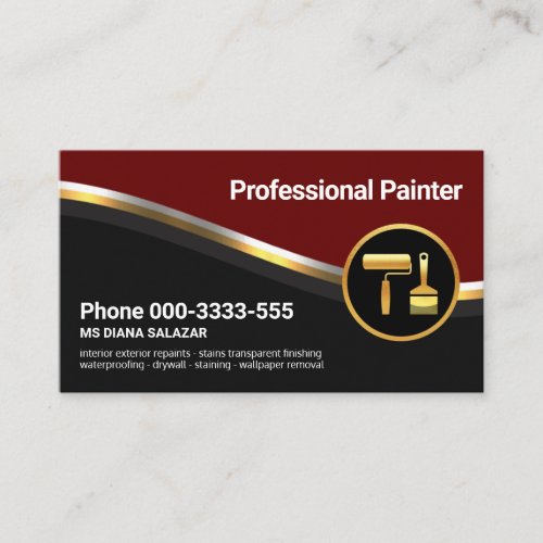 Stylish Luxurious Metallic Waves Painter Business Card