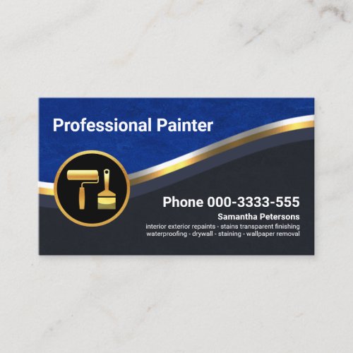 Stylish Luxurious Silver Gold Waves Painter Business Card