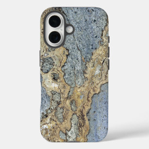 Stylish Luxurious Timeless Grey Gold Marble Stone iPhone 16 Case