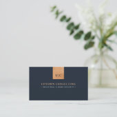 Stylish Luxury Faux Copper Foil & Blue Business Card (Standing Front)