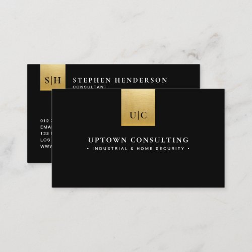 Stylish Luxury Faux Gold Foil  Black Business Card