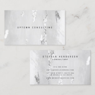Stylish Luxury Faux Silver Foil Business Cards