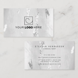 Stylish Luxury Faux Silver Foil Logo Business Card