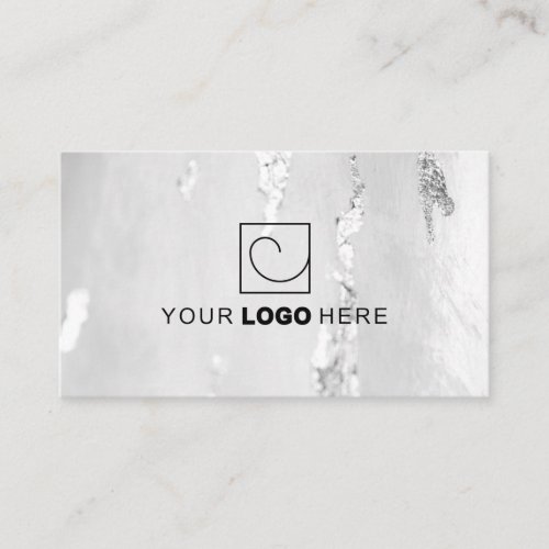 Stylish Luxury Faux Silver Foil Logo Business Card