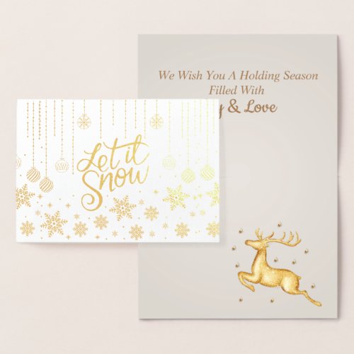 Stylish Luxury Golden Let it snow Christmas Foil Card