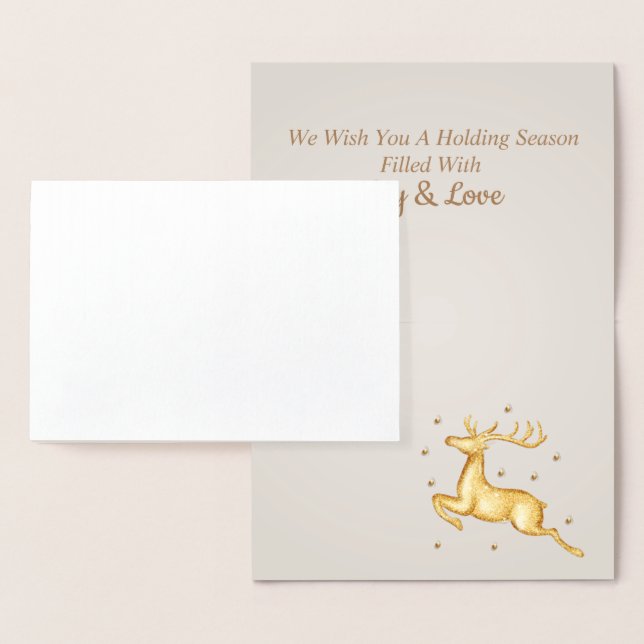 Stylish Luxury Golden Let it snow, Christmas Foil Card (Display)