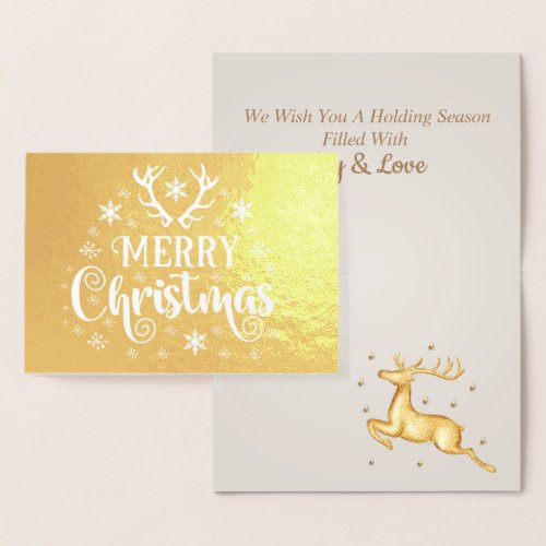 Stylish Luxury Golden Reindeer Christmas Foil Card