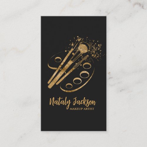 Stylish Luxury Makeup Brushes and palette Business Card