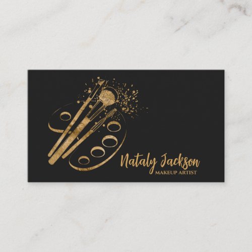 Stylish Luxury Makeup Brushes and palette Business Card