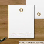 Stylish Luxury Modern Gold Diamond Logo Letterhead<br><div class="desc">Make a professional statement with our Stylish Luxury Modern Gold Diamond Logo. This letterhead design features a faux gold pre-made diamond logo with your company name and contact information elegantly presented in classic typography on a clean simple solid white background. Each sheet exudes professionalism and sophistication, making it perfect for...</div>