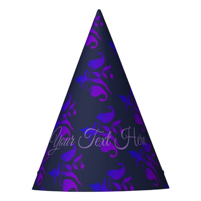 Stylish Luxury Pattern Royal Neon Blue Paper Hat (Front)