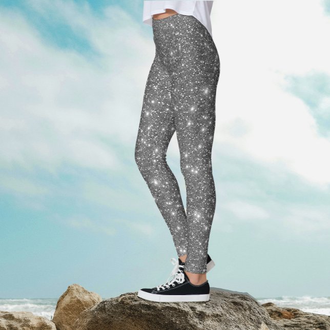 Stylish Luxury Silver Grey Sparkly Glitter Bling Leggings (Creator Uploaded)