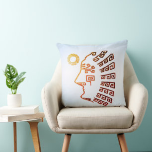 Stylish Machu Picchu Art on Light Blue Throw Pillow
